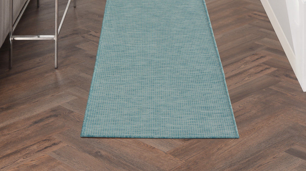 Nourison Positano Contemporary Area Rug, Aqua, 2'2"x8' Runner