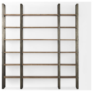 Silver Iron Framed Wooden Shelving Unit