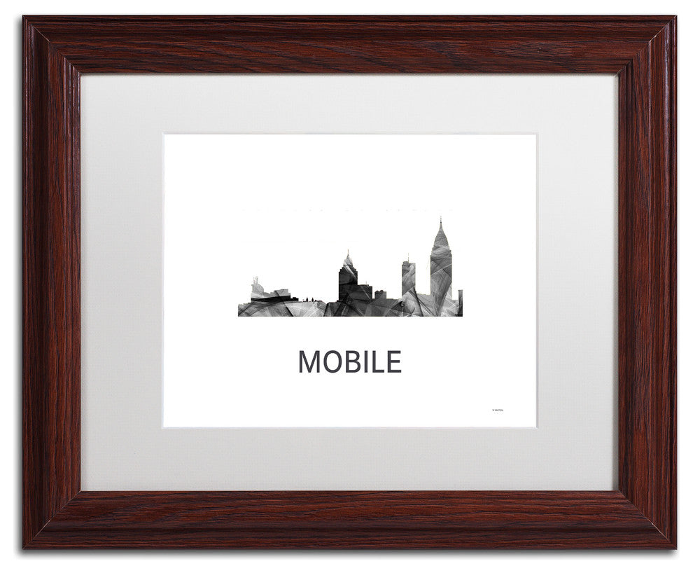 Marlene Watson 'Mobile Alabama Skyline' Matted Art, Wood Frame, White, 14x11