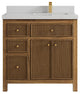 Sonoma Teak 36 Right Offset Bath Vanity in Dark Natural with 2" Carrara Quartz