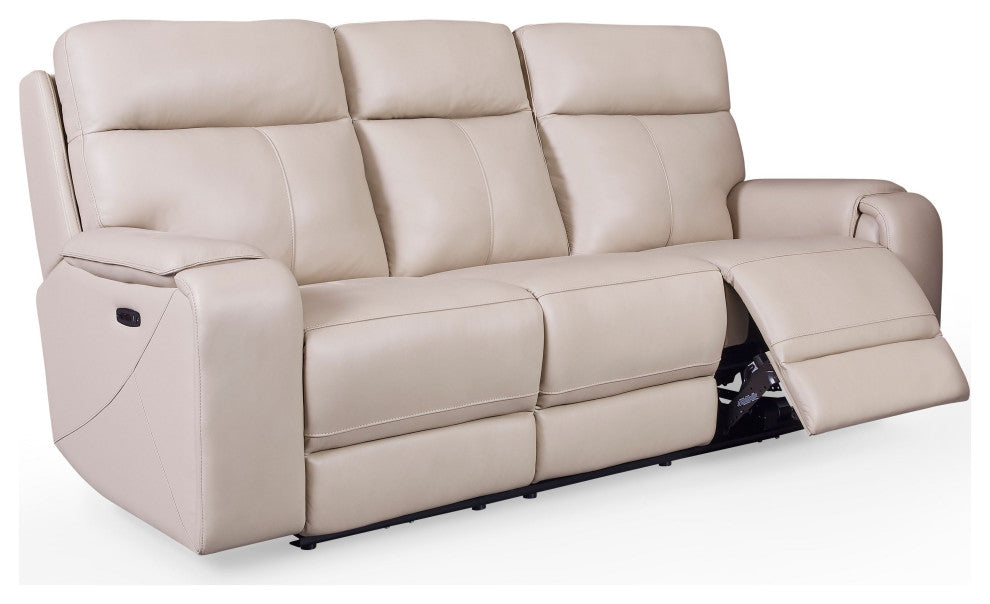 Bandera Dual Power Zero Gravity Leather Sofa, Putty