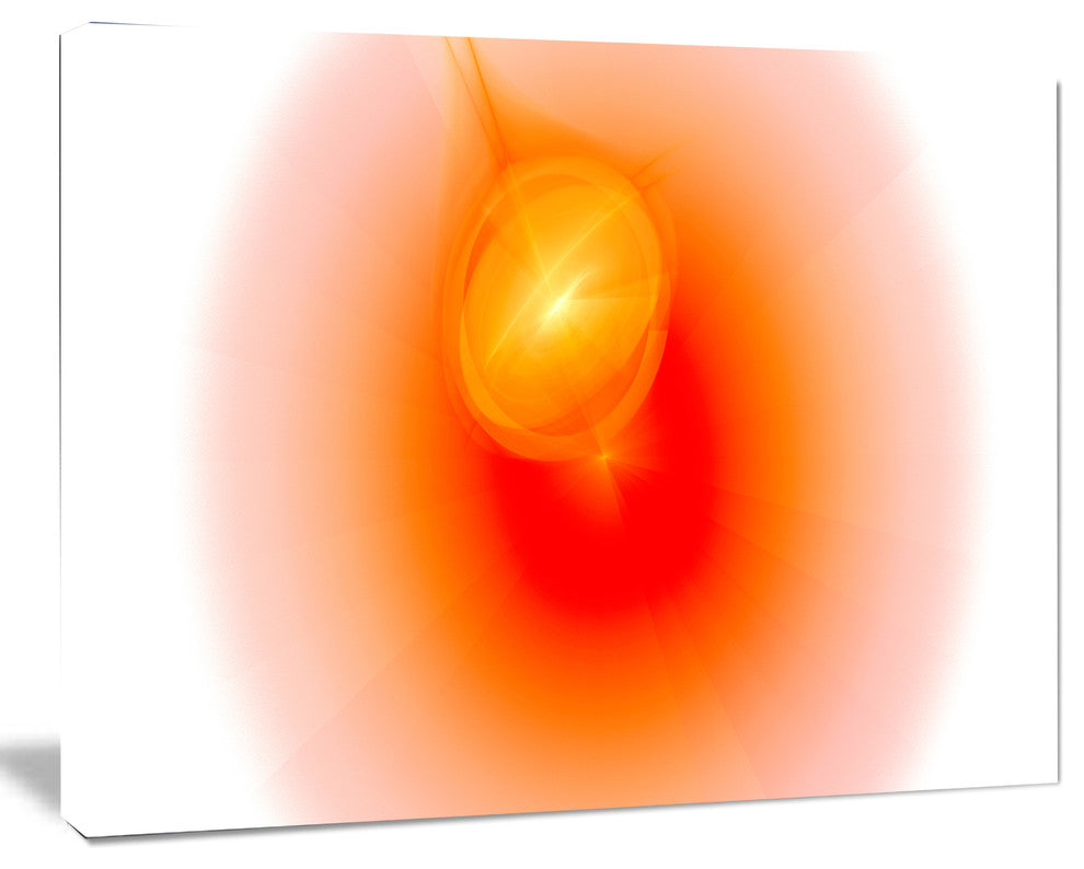Red Luminous Misty Sphere, Oversized Abstract Canvas Art Print, 60x40