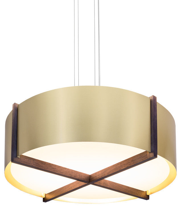 Plura 30 Flushmount, Walnut, Brushed Brass, Integrated Led - 3500k - P1 Driver
