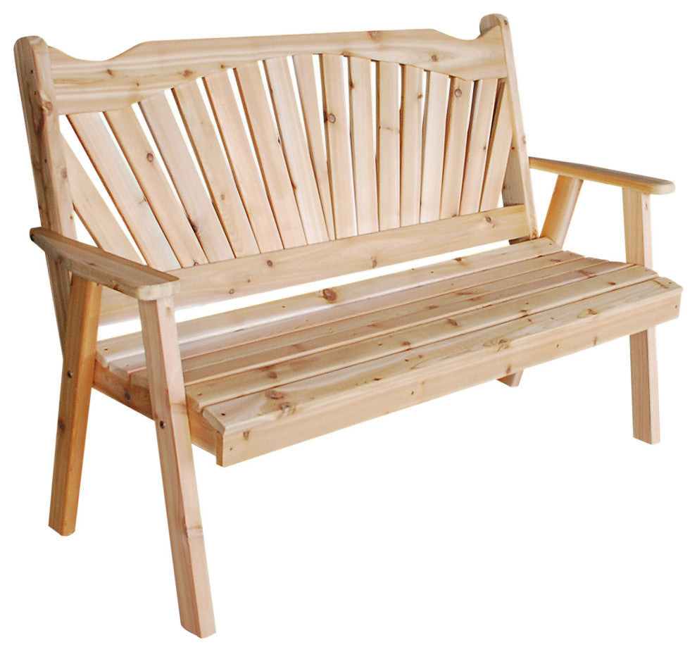 Cedar Fanback Bench, Unfinished, 4 Foot