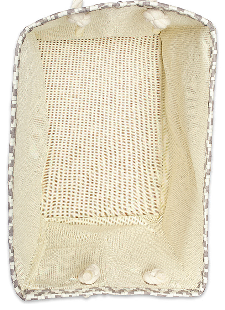 DII Burlap Bin Lattice Gray Rectangle Large 18x12x15"