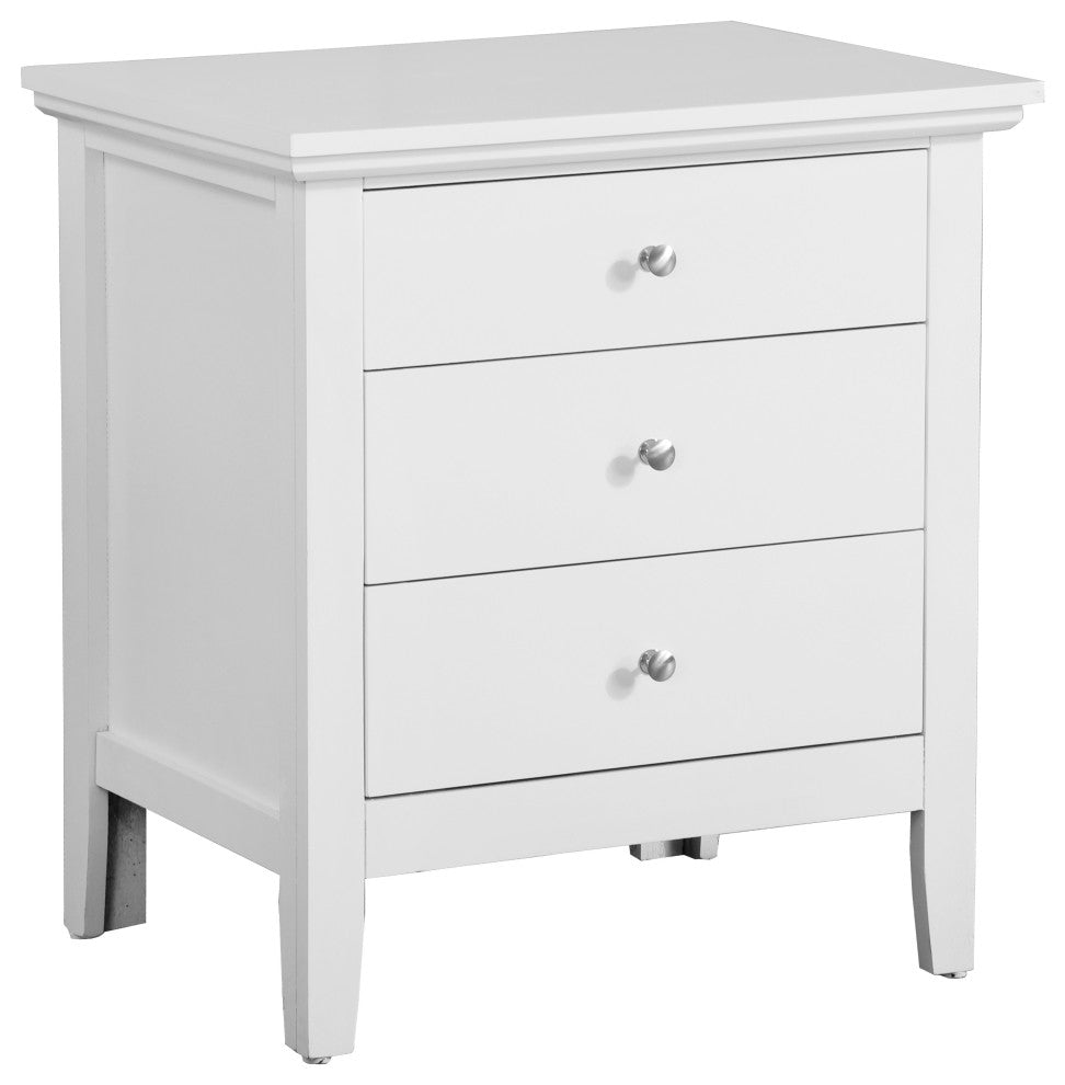 Whitley 3-Drawer Nightstand, White