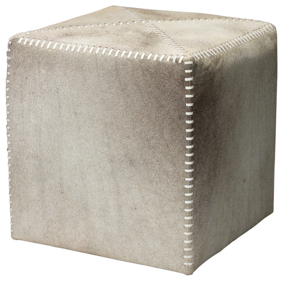Grey Hide Ottoman, Small