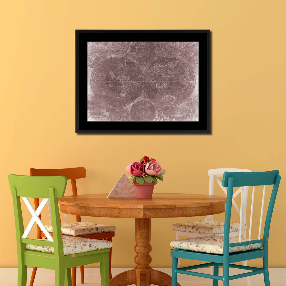 The World Circa Vintage Vivid Sepia Map Canvas, 16"x21"