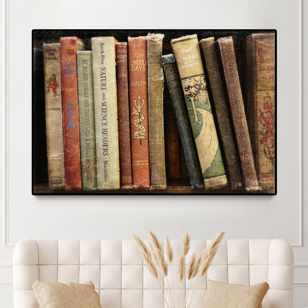 "Vintage Book Collection III" Oversized Framed Canvas, 40" x 60"