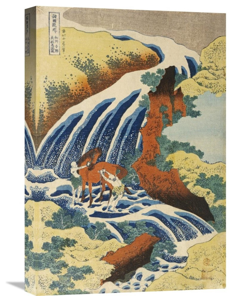 "Two Men Washing a Horse in a Waterfall" Artwork, 15" x 22"