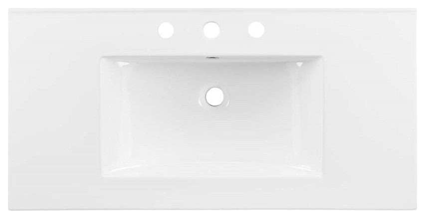 Modway Cayman 36" x 18" Basin Modern Ceramic Bathroom Sink in White