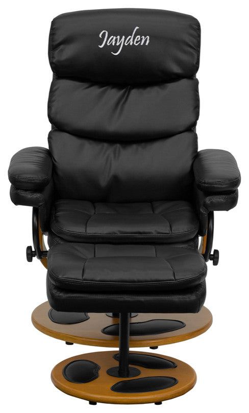 Black Leather Recliner&Ottoman