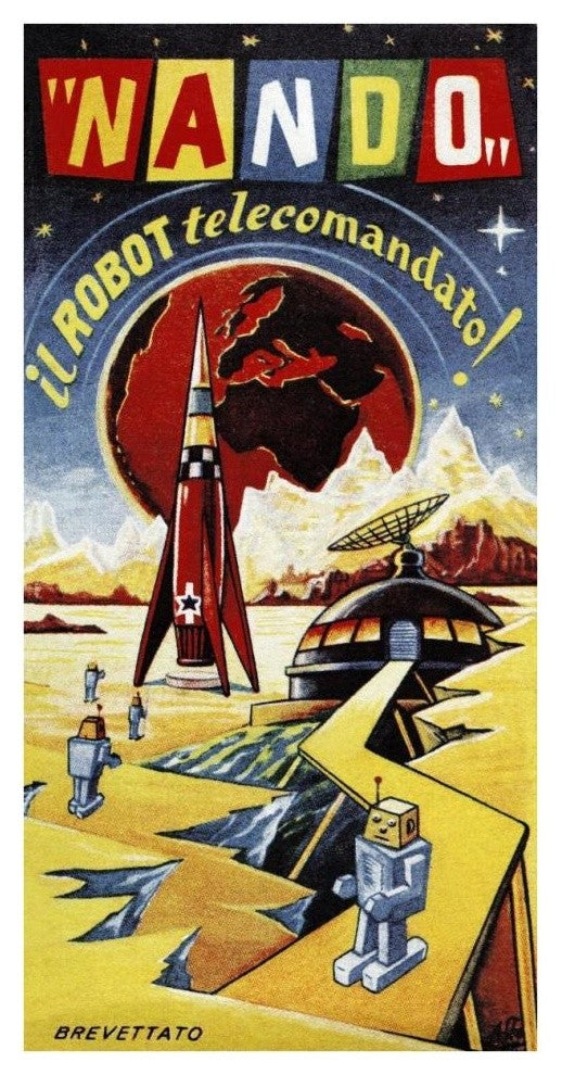 "Nando - Il Robot a Telecomando" Digital Paper Print by Retrobot, 20"x38"