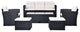 6 piece dark black wicker patio dining conversation sectional set  outdoor furni