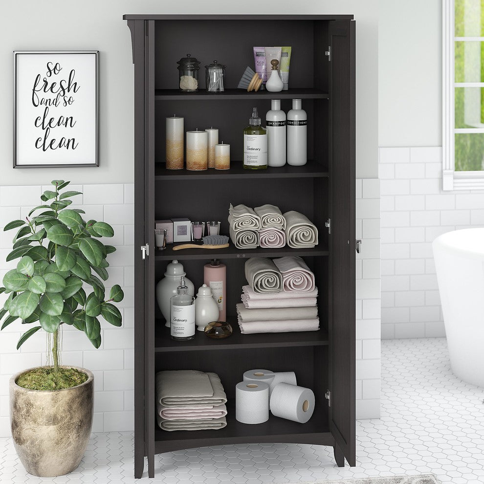 Salinas Bathroom Storage Cabinet With Doors, Black