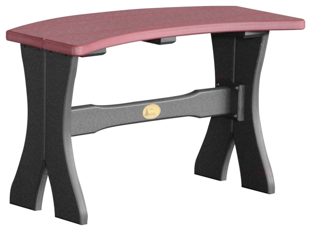 Poly Curved Table Bench, Cherrywood & Black, 28 Inch
