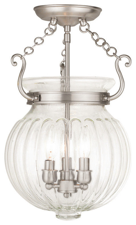 Livex 50504-91 3-Light Brushed Nickel Ceiling Mount, Brushed Nickel