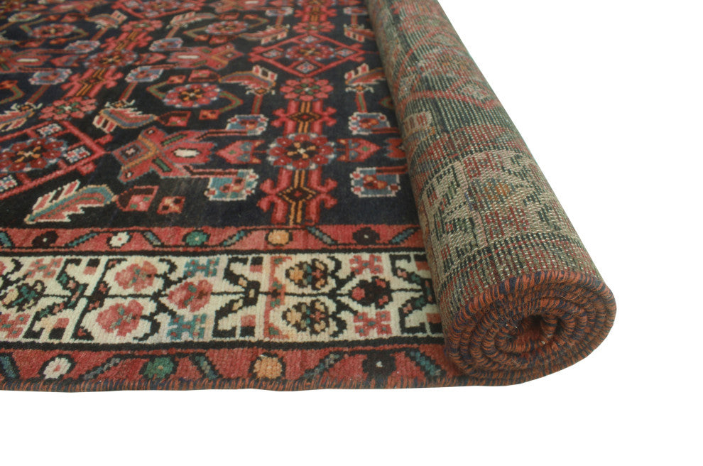 Fine Vintage Distressed Kambouji Charcoal/Ivory Runner, 3'8x9'7