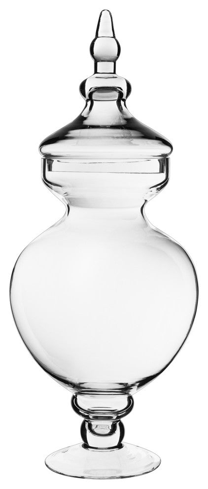 Glass Apothecary Jar Candy Buffet Container H-14.75"  D-6.5" Set of 1, Open D-5.75" Body D-7.5" H-21.5", Set of 4