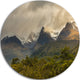 Green Mountains Under Stormy Clouds, Landscape Round Metal Artwork, 36"
