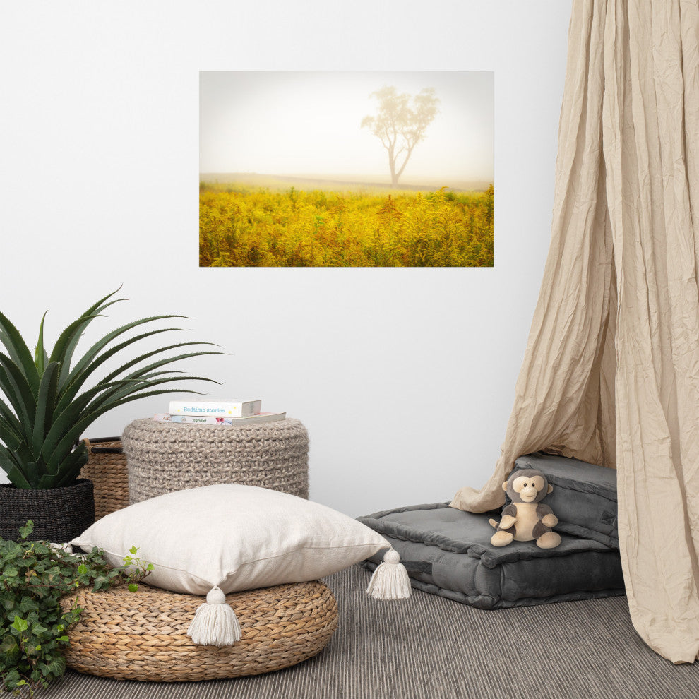 Dreams of Goldenrod and Fog Landscape Photo Unframed Wall Art Print, 24" X 36"