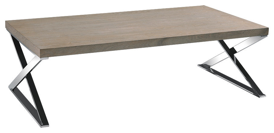 HomeRoots 15" Antique Ash Veneer and Steel Coffee Table
