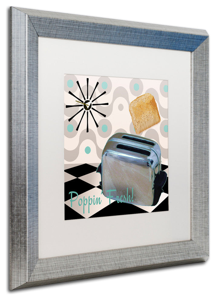 Color Bakery 'Fifties Kitchen I' Art, Silver Frame, White Matte, 16"x16"