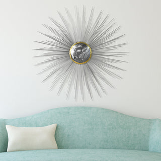 Hand Painted Etched Metal Wall Sculpture, Starburst