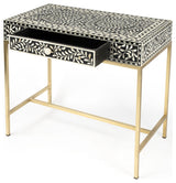 Perilla Black and White Bone Inlay Writing Desk, 5529318