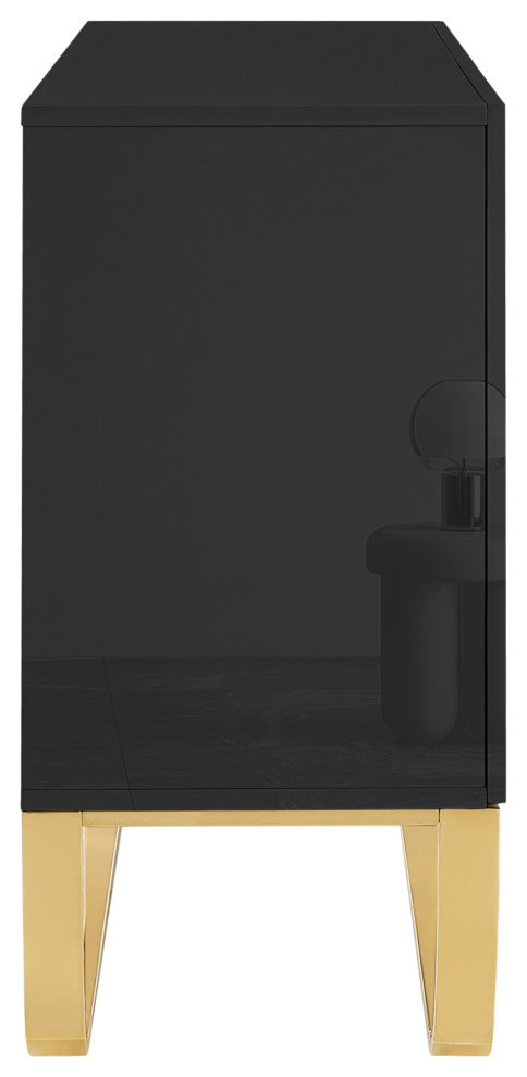 Nicole Miller Jacelynn Sideboard, Black/Gold, 2-Door