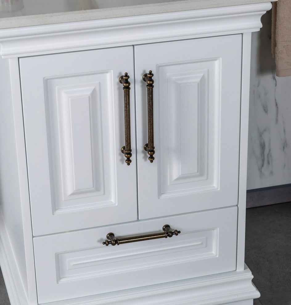 Romana Collection 24" Bathroom Vanity With Sink, Mirror, Countertop, White