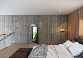 30" W X 67" H Arch Leaner Dressing Stainless Steel Framed Mirror, Black