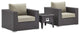 Convene 3 Piece Set Outdoor Patio with Fire Pit Espresso Beige