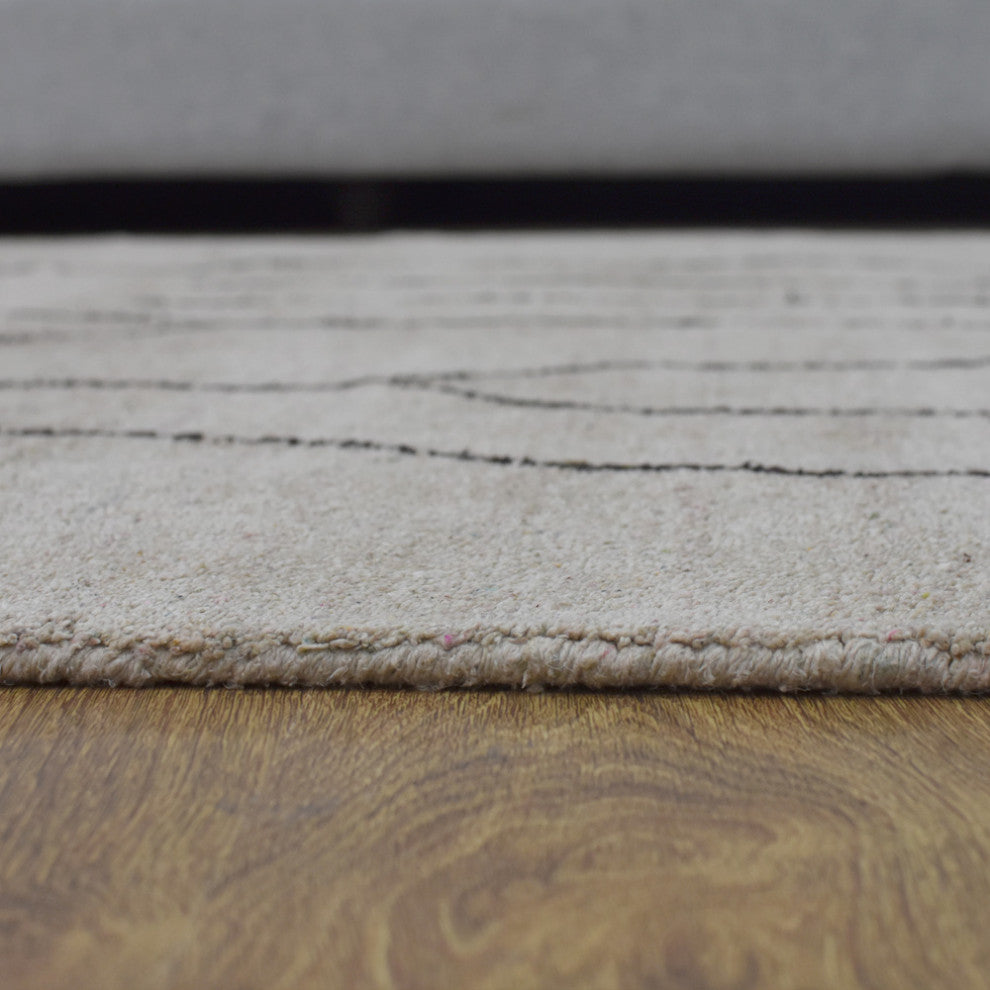 HAND KNOTTED LOOM SILK AREA RUGS-5'x8',Rectangle,Beige Brown,Contemporary