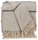 Classic Beige Woven Handloom Throw Blanket With Tassels