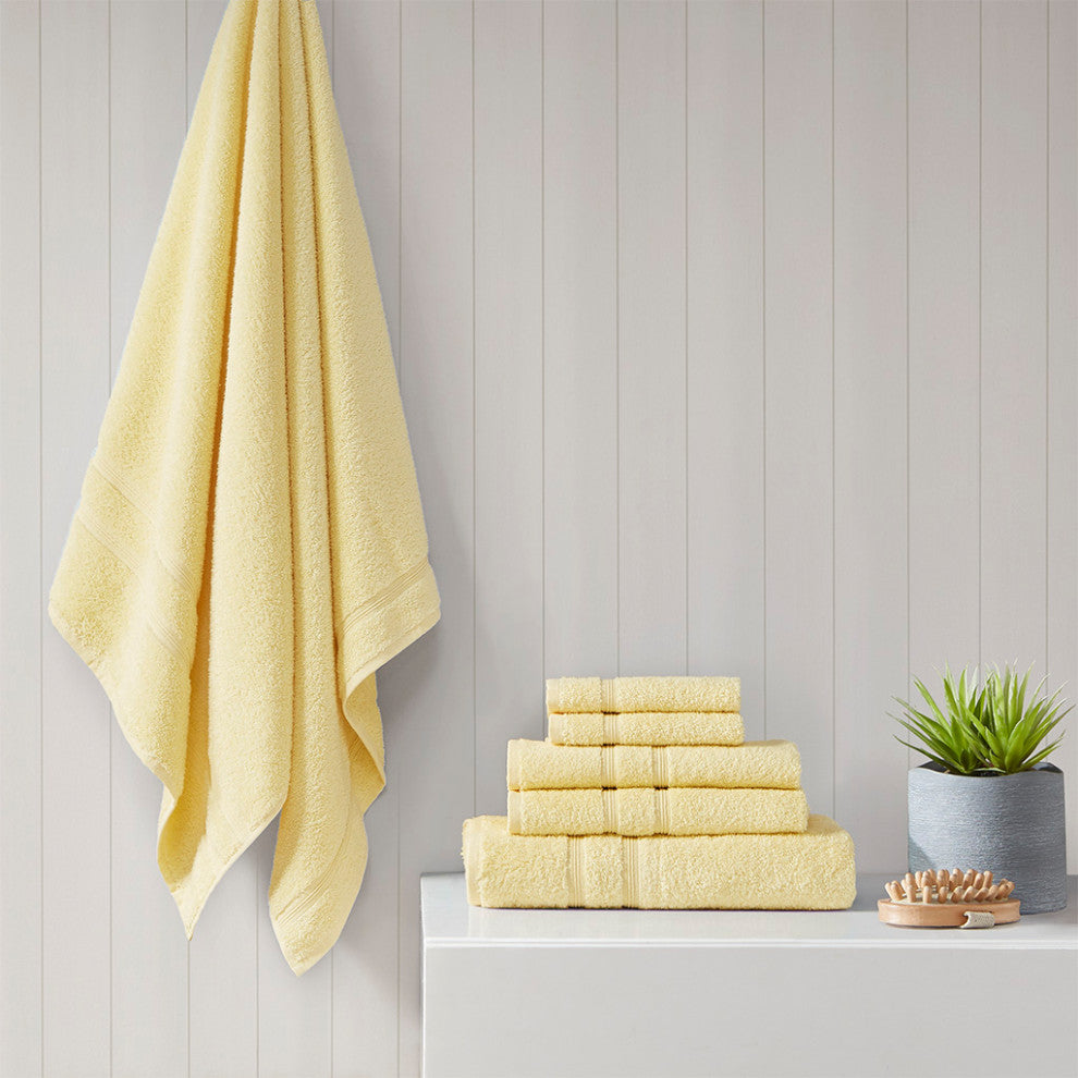 510 Design Aegean Turkish Cotton 500gsm 6-Piece Bathroom Towel Set, Yellow