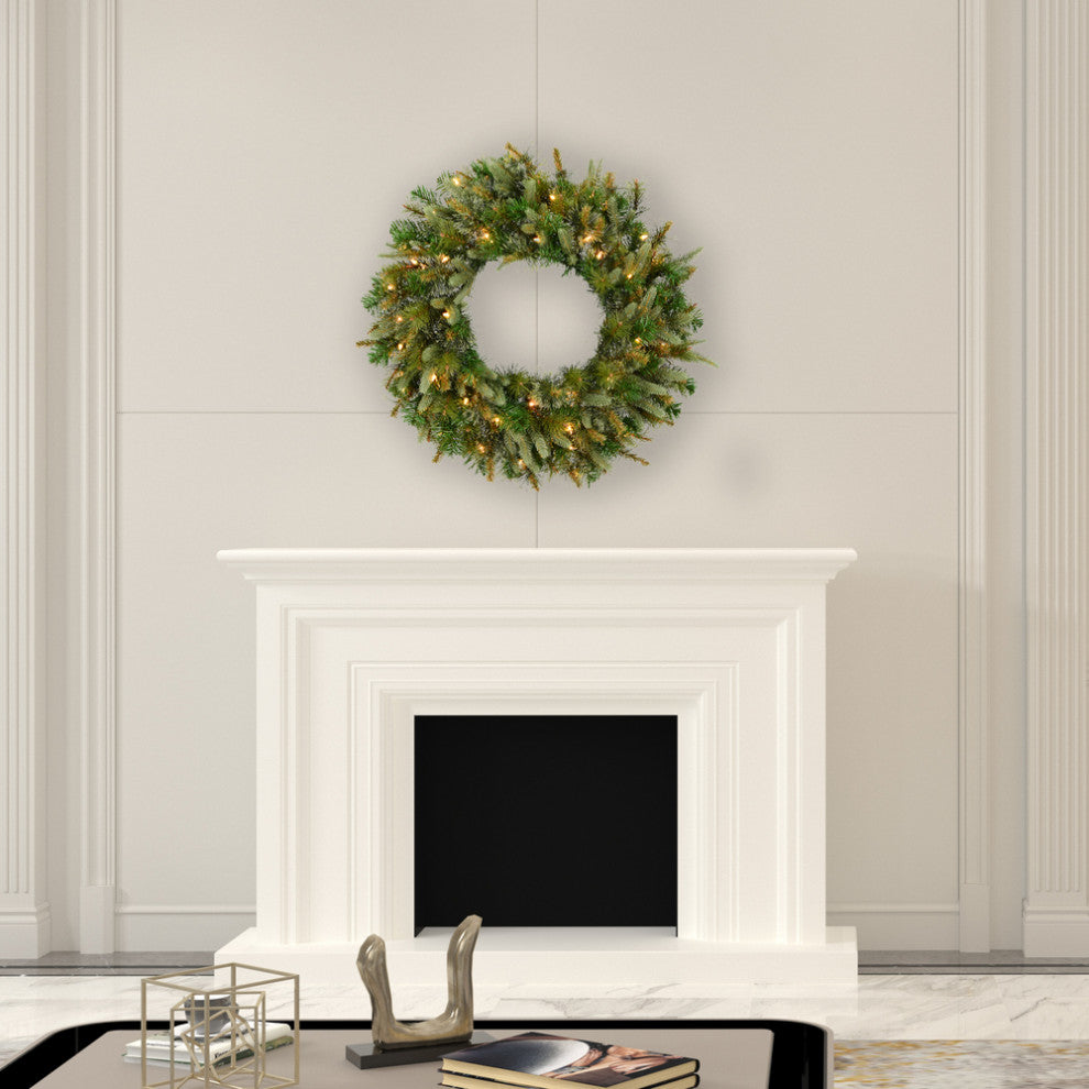 Vickerman Cashmere Wreath, 36", Clear Lights