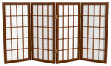 2' Tall Desktop Window Pane Shoji Screen, Walnut, 4 Panels
