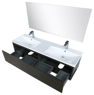 Sant 60 Iron DB Vanity, Acrylic Top With Sinks, Gun Metal Faucet Set, 55 Mirror