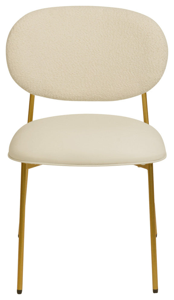 McKenzie Cream Boucle & Vegan Leather Stackable Dining Chair, Set of 2