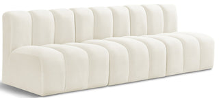 Arc Velvet Upholstered 3-Pc. Modular Sofa, Cream