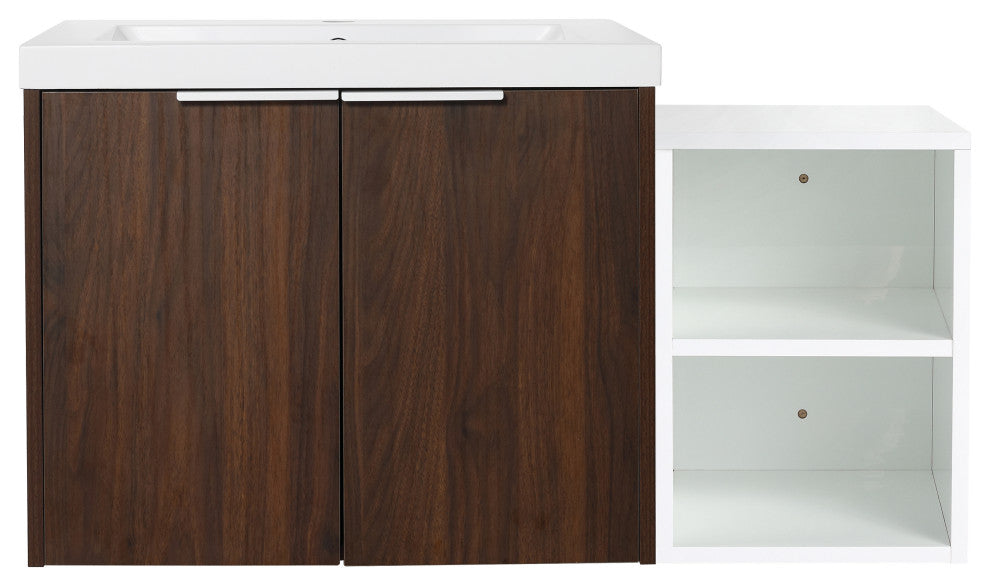 BNK Wall-Mounted Bathroom Cabinet Set with Soft-Close Doors, California Walnut, 36inch