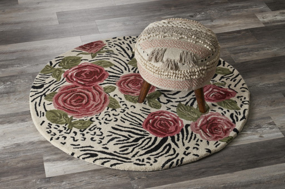 6" Round Red Rose Bed Area Rug
