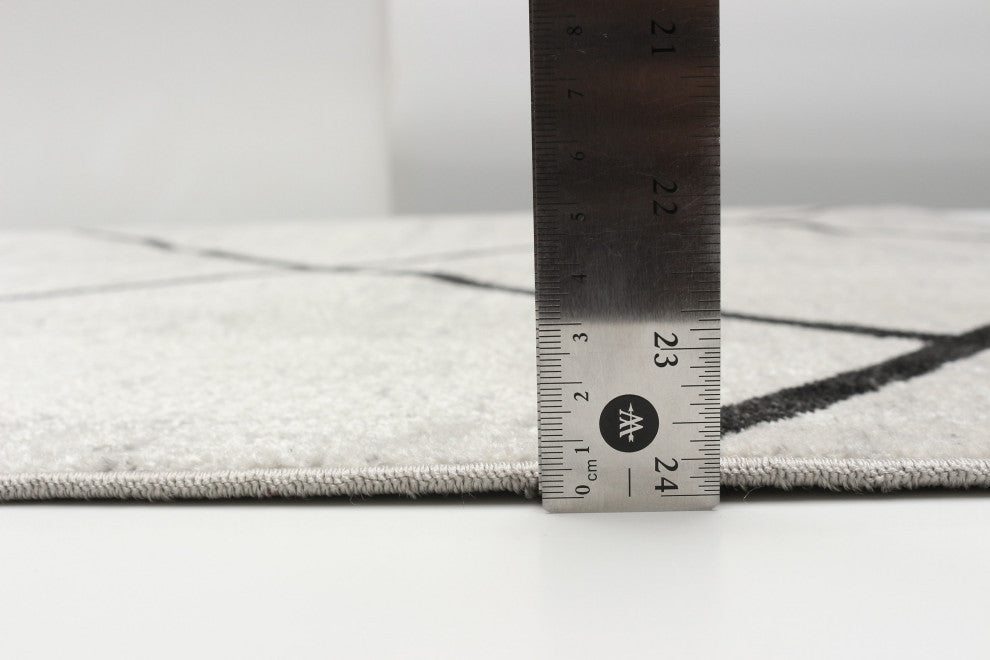 Aqua Damali Area Rug, Ivory/Black, 5'x7'