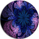 Blue Purple Digital Art Fractal Flower, Floral Disc Metal Artwork, 23"