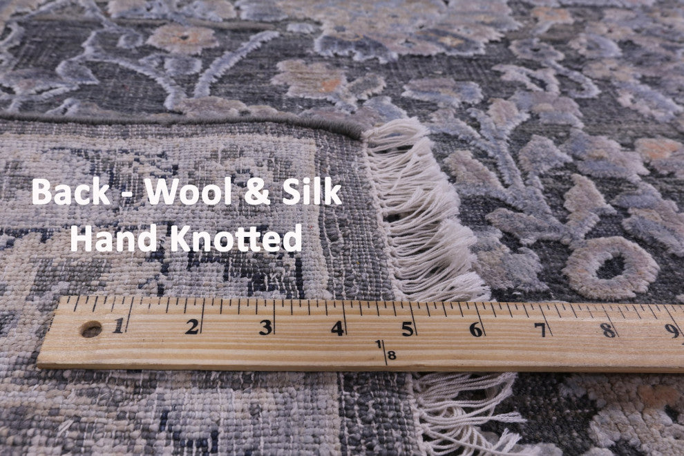 8' 11" X 12' 1" Wool and Silk Persian Handmade Rug Q9097
