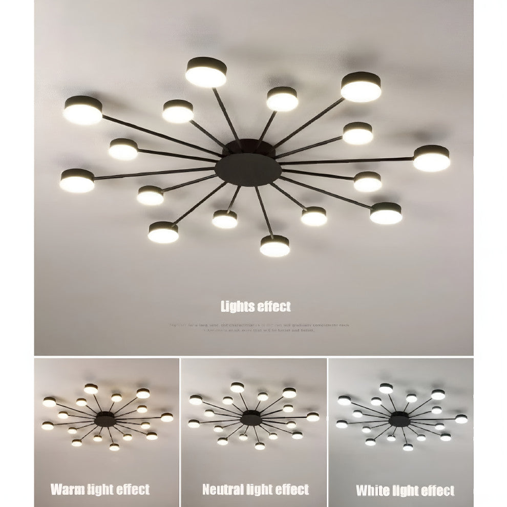 Buchs | Floral shaped LED Ceiling Chandelier, Black, 8 Heads