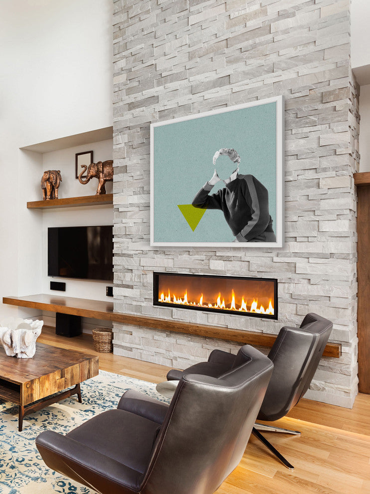 Marmont Hill, "No Face Azul I" by Bengoa Vazquez Framed Painting Print, 12x12