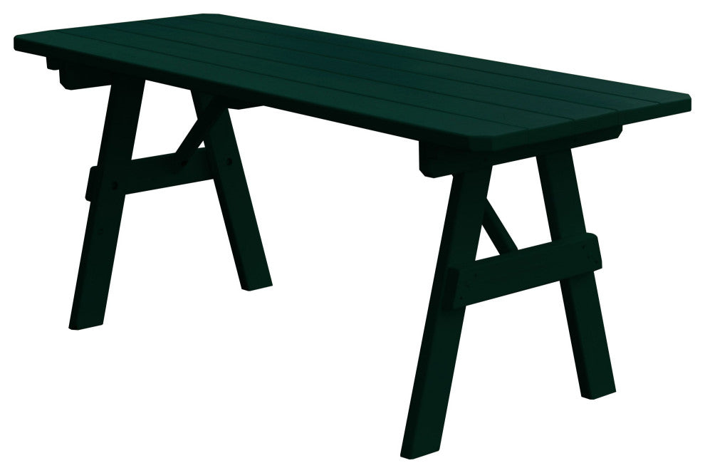 Pine Traditional Table, Dark Green, 6 Foot