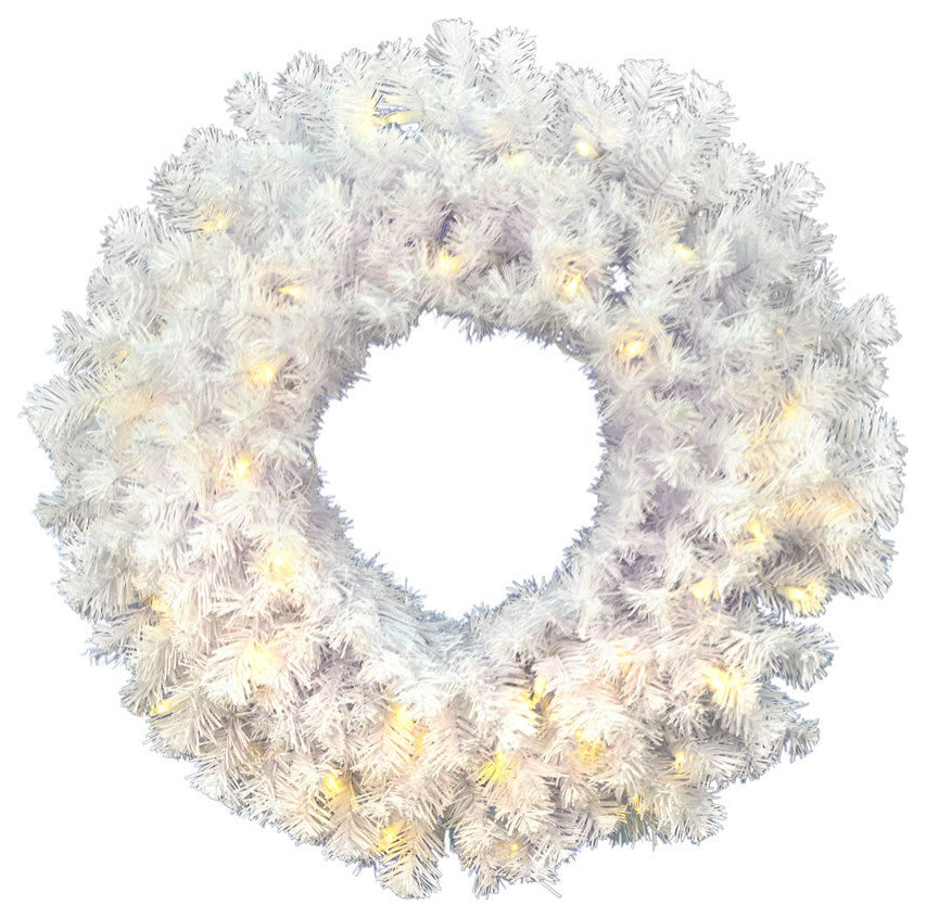 30" Crystal White Wreath 50Led Wmwht